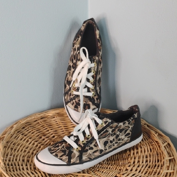 COACH Barrett Low Top Leopard Print Women's Lace Up Sneakers Size 8B Casual - Picture 6 of 12
